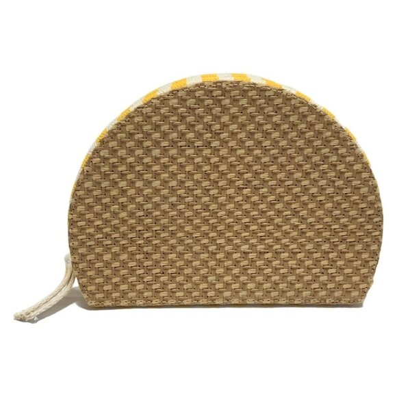 Auth Dior Parfums - Light Brown Dark yellow Cream Natural Fiber Canvas Pouch - Picture 1 of 5